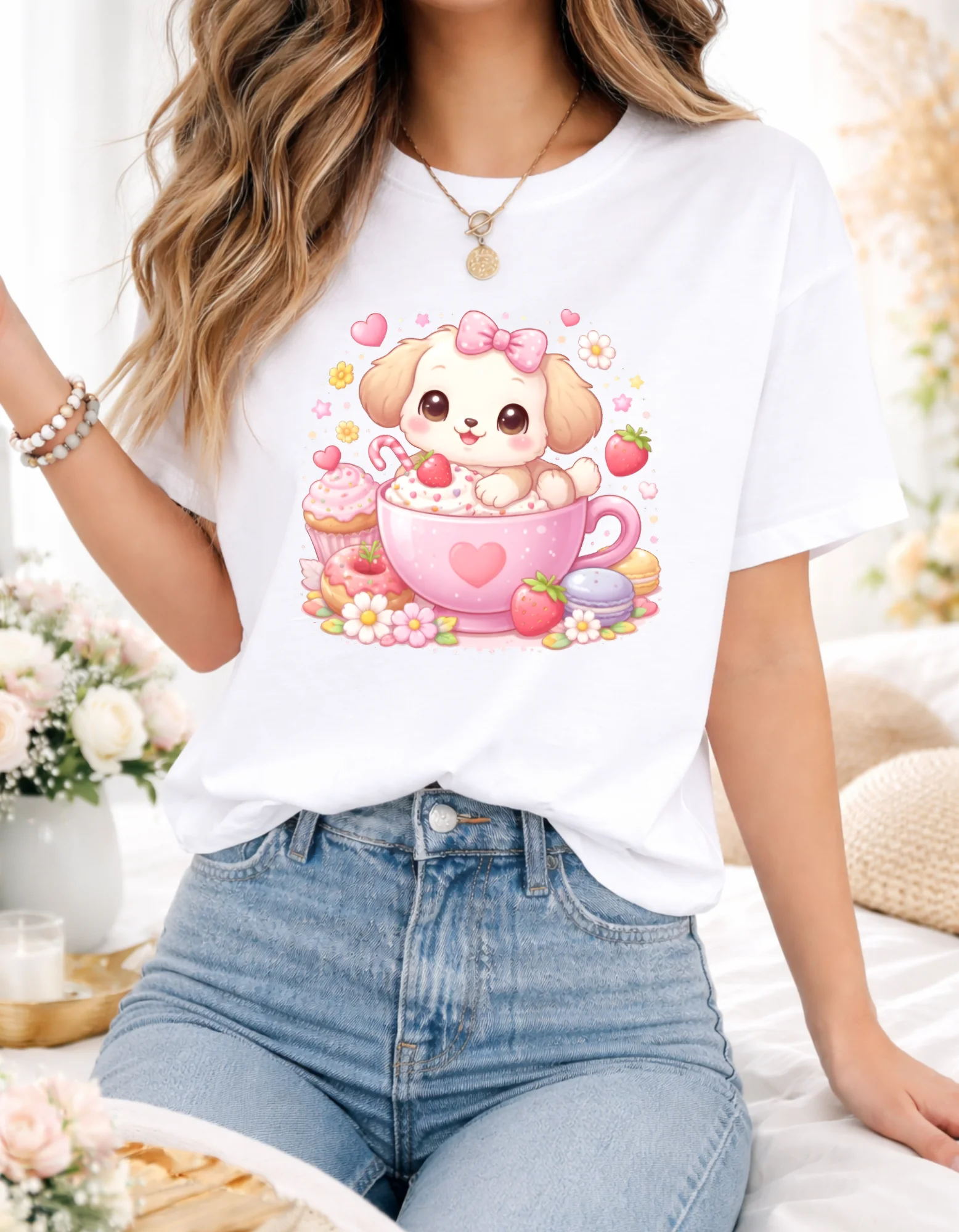 Cute Puppy Dessert T-Shirt, Sweet Kawaii Gift for Dog Lovers