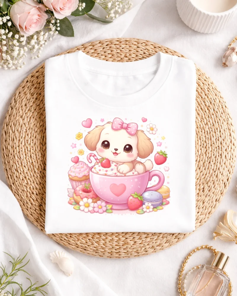 Cute Puppy Dessert T-Shirt, Sweet Kawaii Gift for Dog Lovers