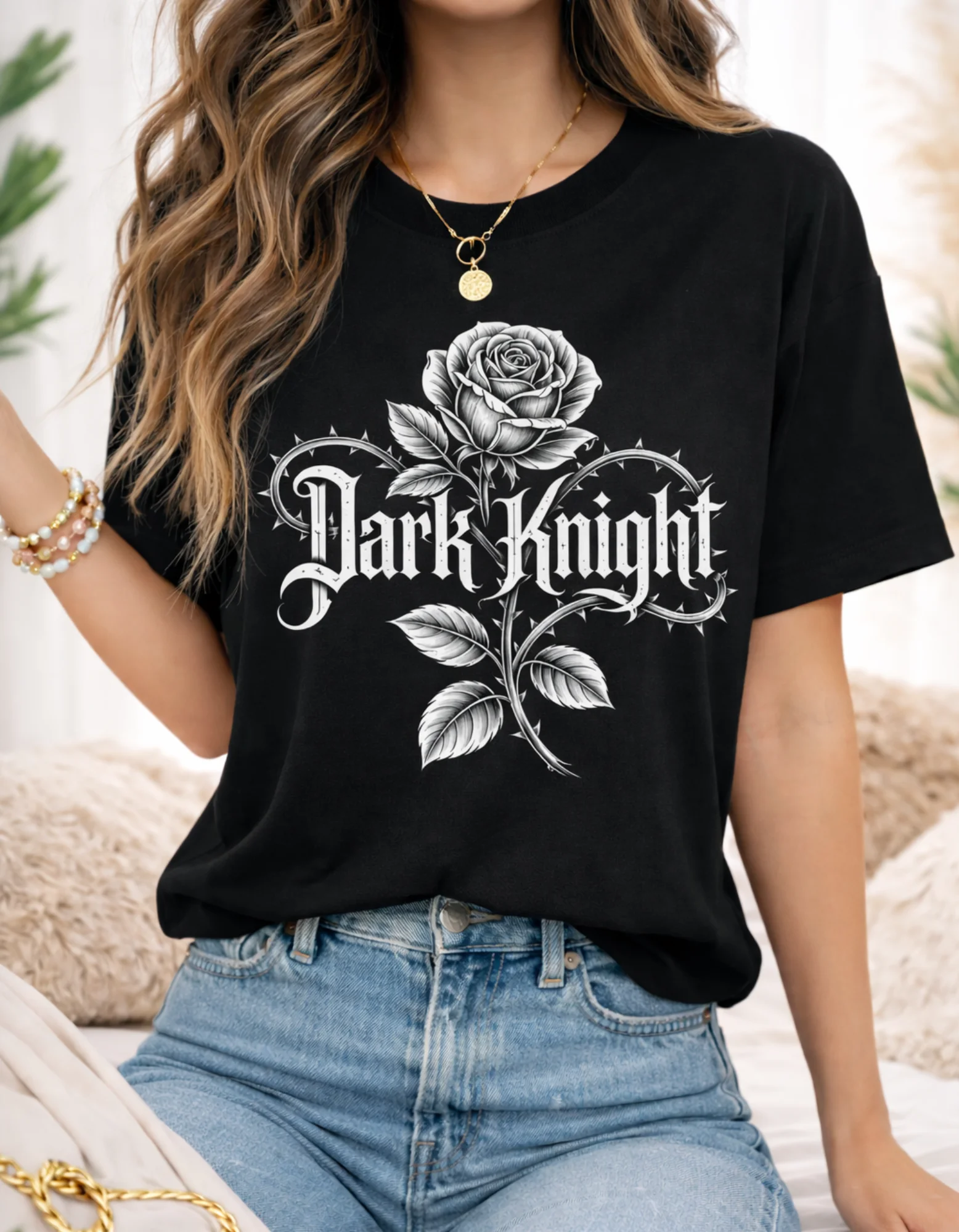 Dark Knight Rose Gothic T-Shirt, Vampire Knight Anime Style, Dark Romance Tee, Goth Alternative Halloween Valentine Gift